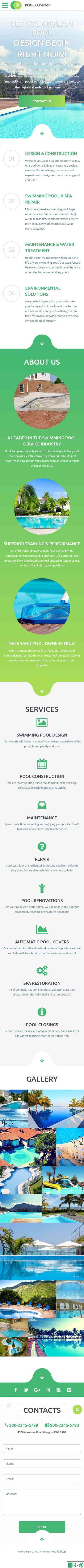 泳池设计建造与维护解决方案网站模板
